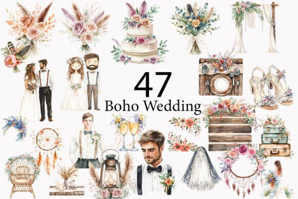 Boho Wedding Sublimation Clipart: A Designer's Toolkit