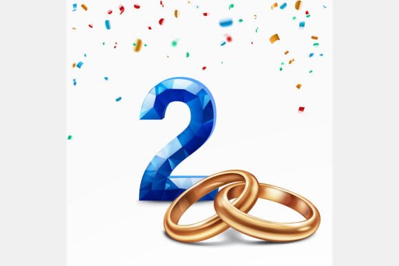Celebrate Milestones with Blue Number 2 and Golden Wedding Rings