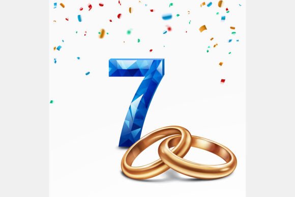 Celebrate Milestones with Blue Number 7 and Golden Rings