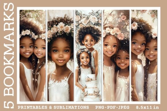 Elegant Wedding Bookmark Black Afro Designs for Marketing