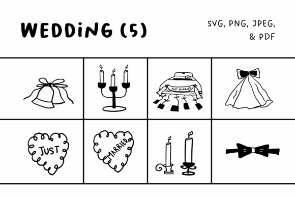 Elegant Wedding Illustrations Set5: A Designer's Asset