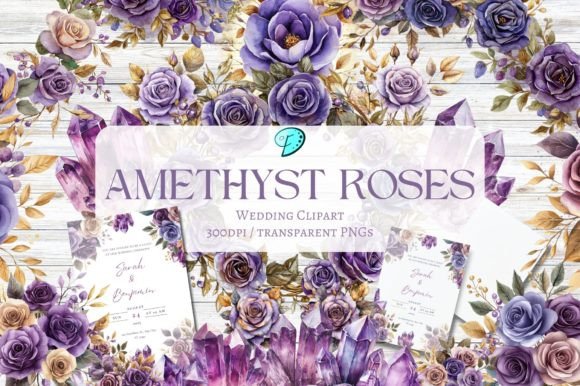 Elevate Your Designs with Amethyst Roses Wedding Clipart Floral