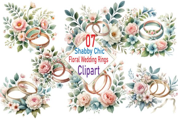 Shabby Chic Floral Wedding Rings Clipar for Elegant Designs