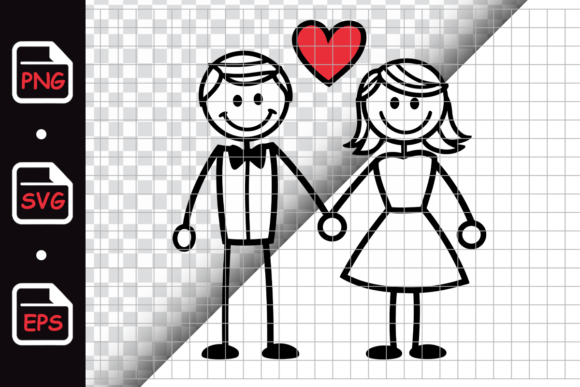 Stick Figure Wedding Couple with Heart: A Versatile Design Asset