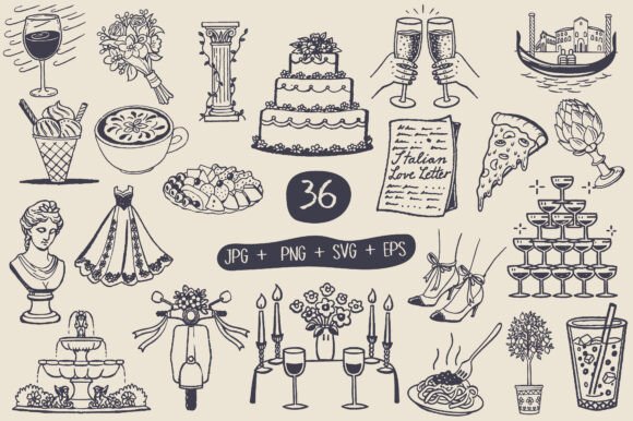 Vintage Italian Romance: Elegant SVG Clipart for Designers