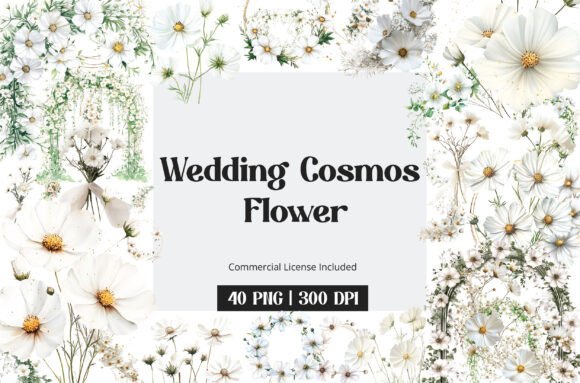 Wedding Cosmos Flower Clipart: Elevate Your Designs