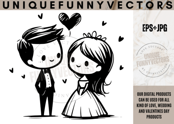 Wedding Couple Svg and Stick Vectors 211: A Design Asset