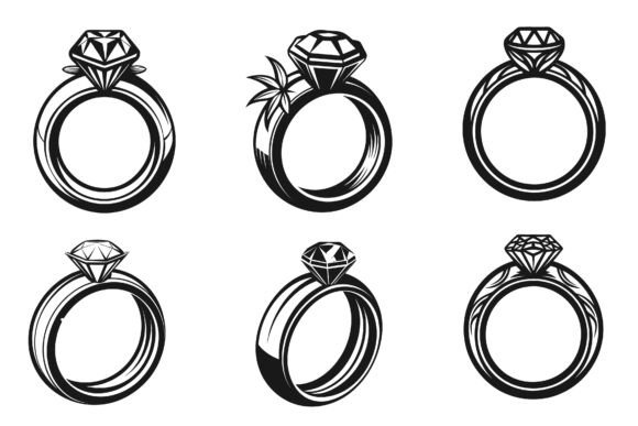 Wedding Rings Vector Illustration Set for Modern Design